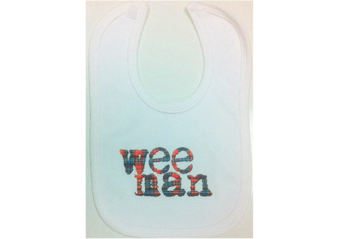 baby bib scottish wee man - quirky coo, gifts, cards, dundee, scotland