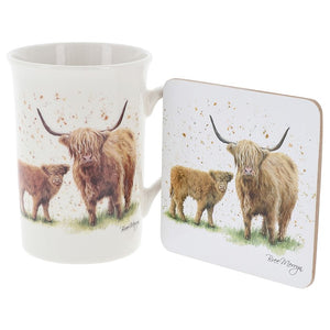 Highland Cow Mug & Coaster Set