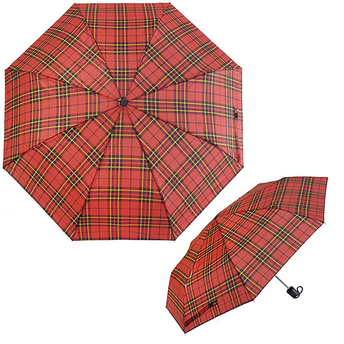 Folding Umbrella  Tartan - Red