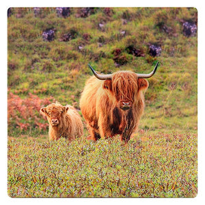Highland Cow & Calf Tile Coaster