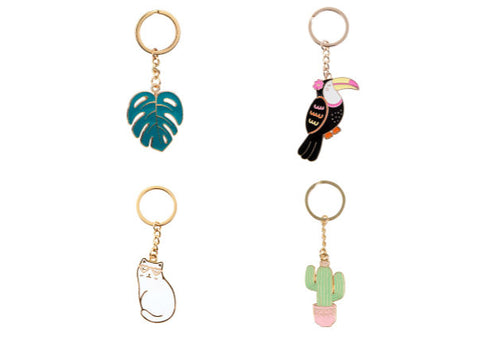 Cactus/Cat/Cheese Plant/Toucan - Enamel Keyrings