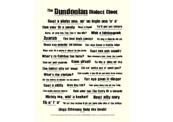 Dundonian Teatowel with the best dialect and language from Dundee at the Quirky Coo