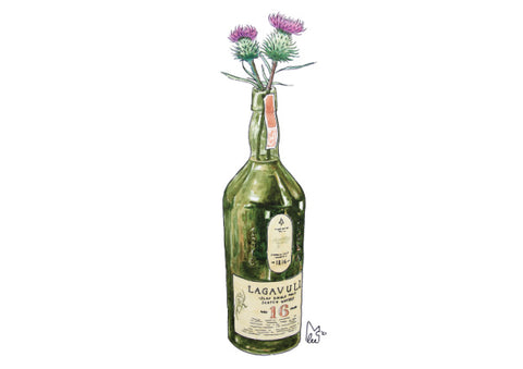 Thistles in Lagavulin Bottle A4 Print