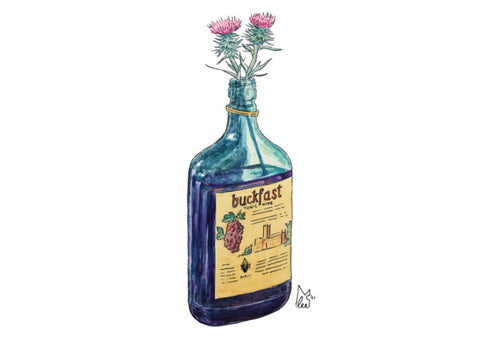 Thistles in Buckfast Bottle A4 Print