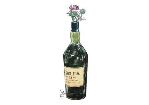 Thistles in Caol ila Bottle A4 Print