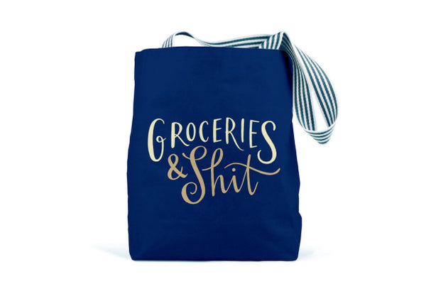 Groceries & Shit Canvas Tote Bag