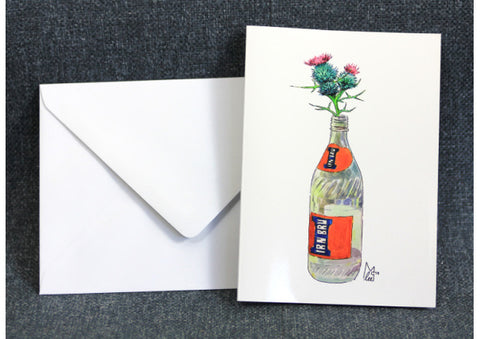 Thistles in Irn Bru Bottle Greeting Card
