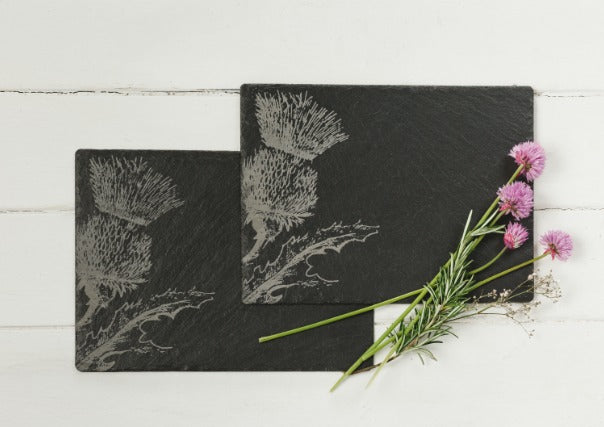 Quirky Coo - thistle Slate placemats by Just Slate Company - gifts dundee perth aberdeen