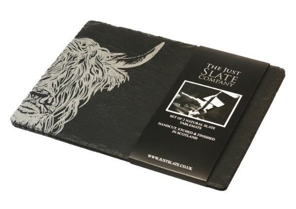 Quirky Coo - highland cow Slate placemats by Just Slate Company - gifts dundee perth aberdeen